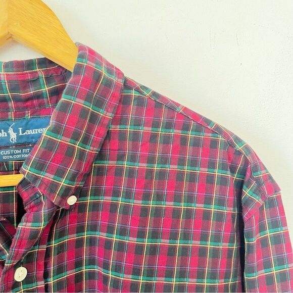 Ralph Lauren Blue Label Red Plaid Button Down 100% Cotton Dress Shirt XXL - Picture 6 of 7